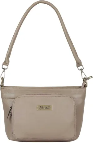 Taupe Genuine Leather Shoulder Bag for Women  Chic Hobo Handbag with Top Zipper Closure, Spacious Tote for Daily Use, Travel & Casual Wear (H 6.25" x W 10" x D 4").