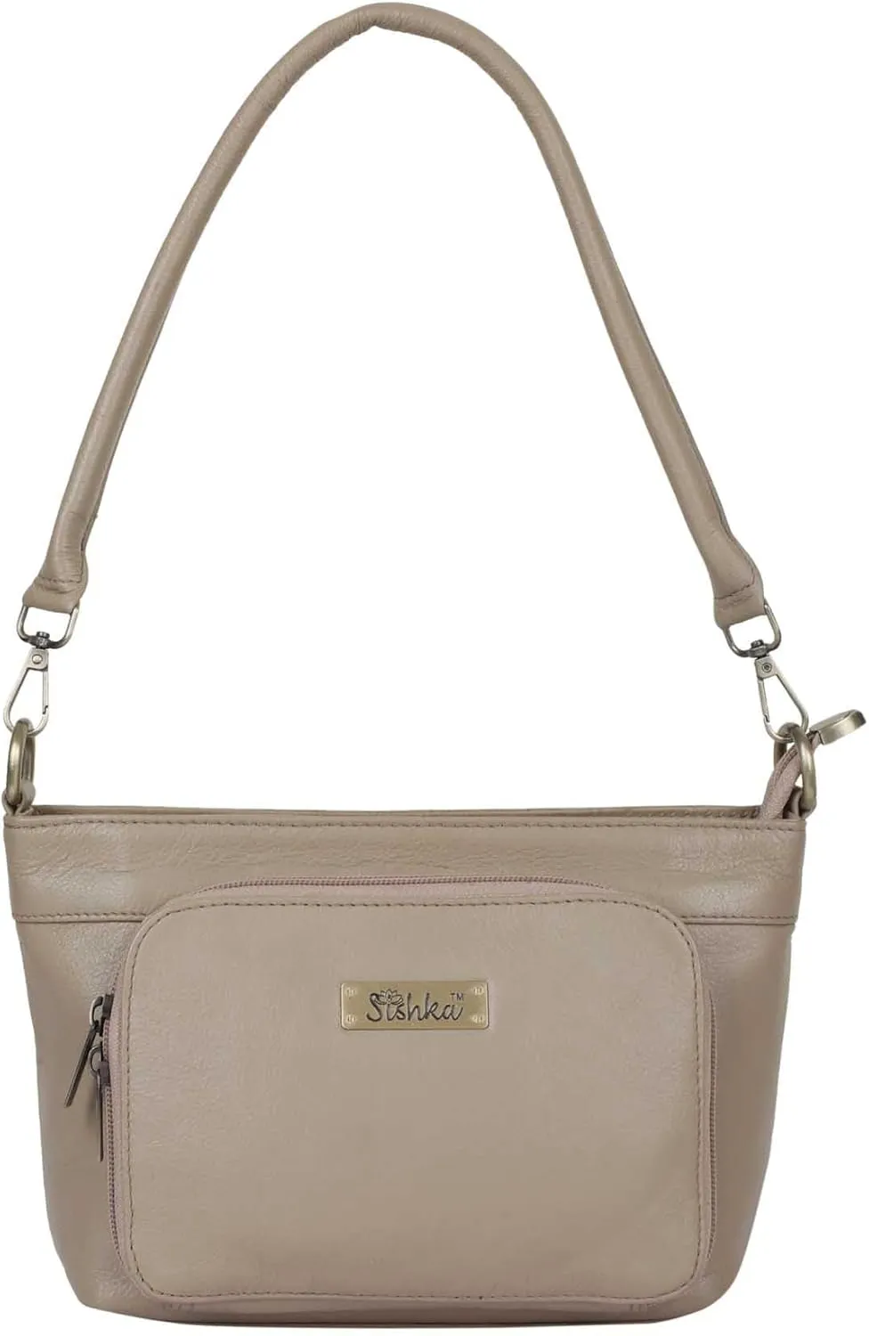 Taupe Genuine Leather Shoulder Bag for Women  Chic Hobo Handbag with Top Zipper Closure, Spacious Tote for Daily Use, Travel & Casual Wear (H 6.25" x W 10" x D 4").
