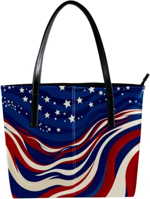 The Tote Bag For Women,Bags For Women,Reusable Shopping Bags,American Flag Stripes Blue Handbags