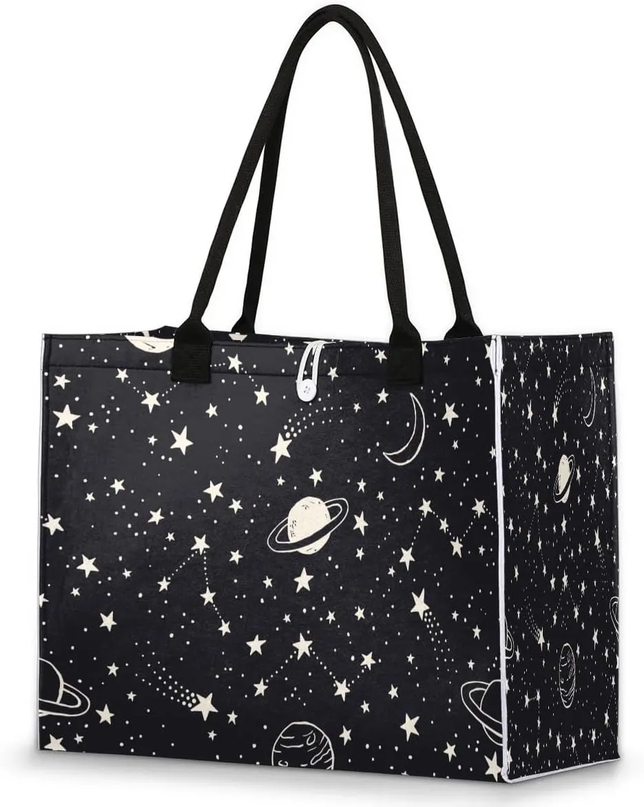 Tote Bag for Women Jupiter Moon Stars Large Beach Bag Reusable Grocery Bags Tote Bag for Work Shopping Travel Beach