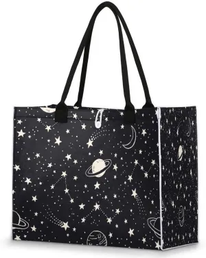 Tote Bag for Women Jupiter Moon Stars Large Beach Bag Reusable Grocery Bags Tote Bag for Work Shopping Travel Beach