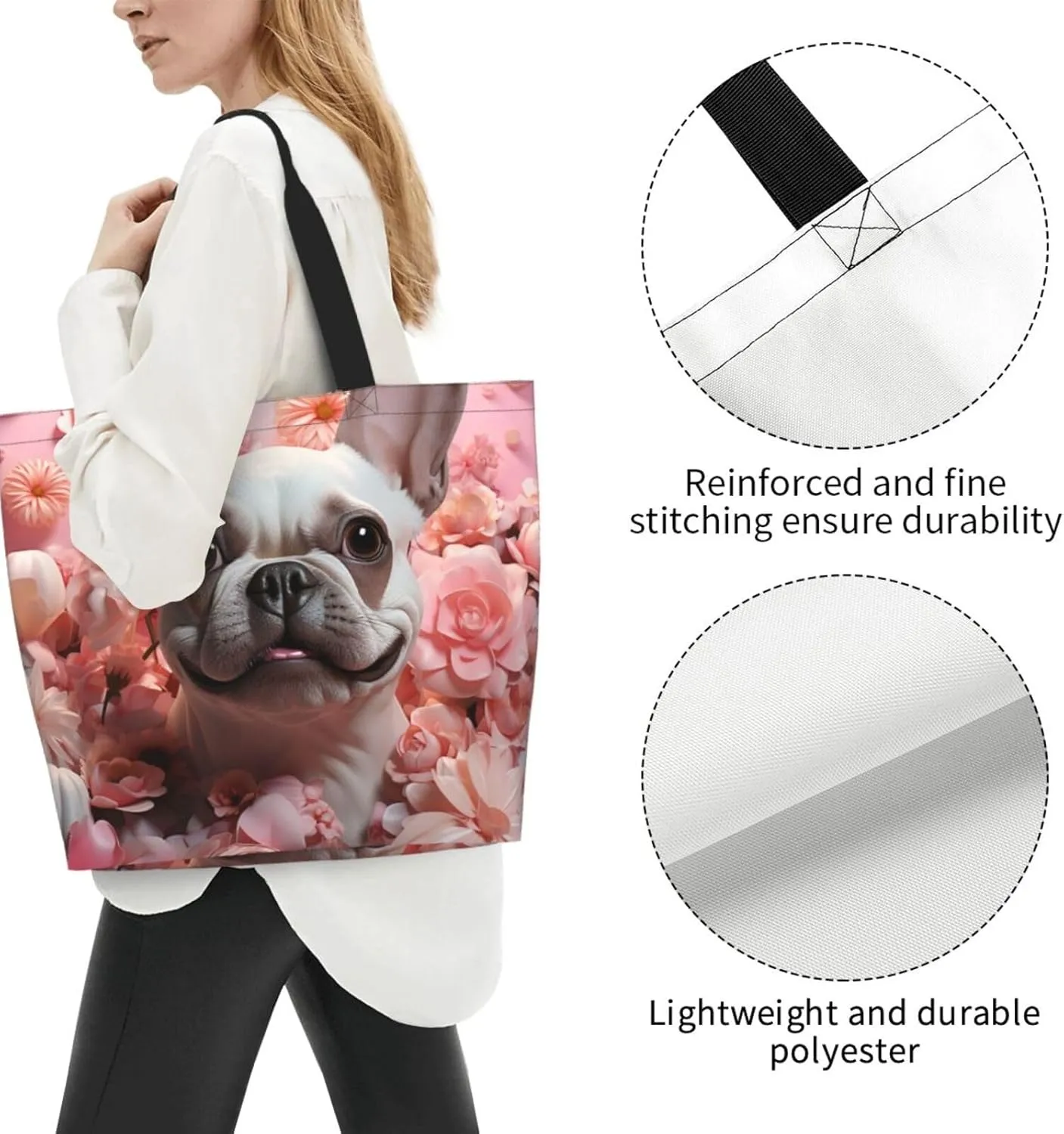 Tote Bag for Women Reusable Grocery Bag Shopping Bag Purple and Pattern Tote Bags Handbag Foldable Shoulder Bag
