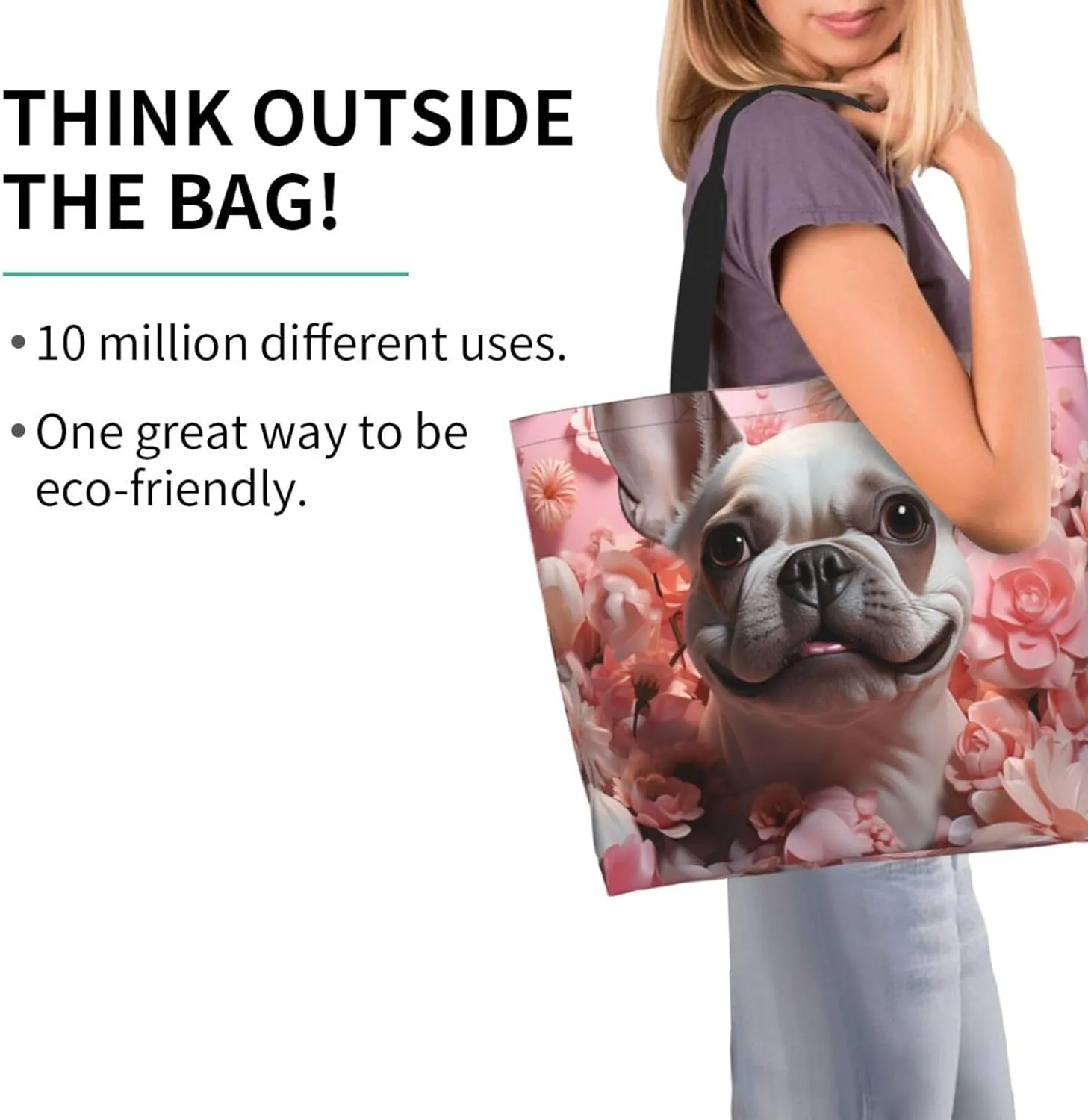 Tote Bag for Women Reusable Grocery Bag Shopping Bag Purple and Pattern Tote Bags Handbag Foldable Shoulder Bag