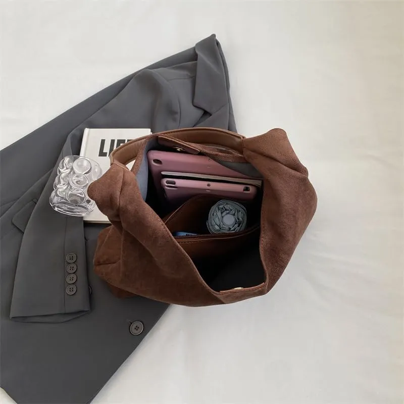 Tote Bags For Women Work Suede Slouchy Bag Handbag Office Purse Fashionable Bags Handbag Fall Shoulder Leather Brown Purses