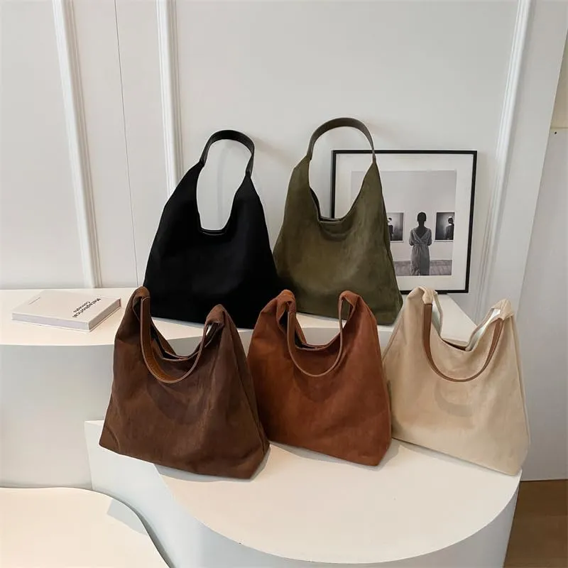 Tote Bags For Women Work Suede Slouchy Bag Handbag Office Purse Fashionable Bags Handbag Fall Shoulder Leather Brown Purses