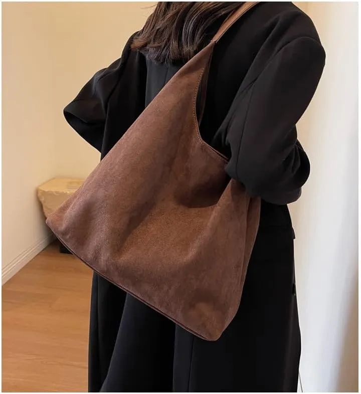 Tote Bags For Women Work Suede Slouchy Bag Handbag Office Purse Fashionable Bags Handbag Fall Shoulder Leather Brown Purses