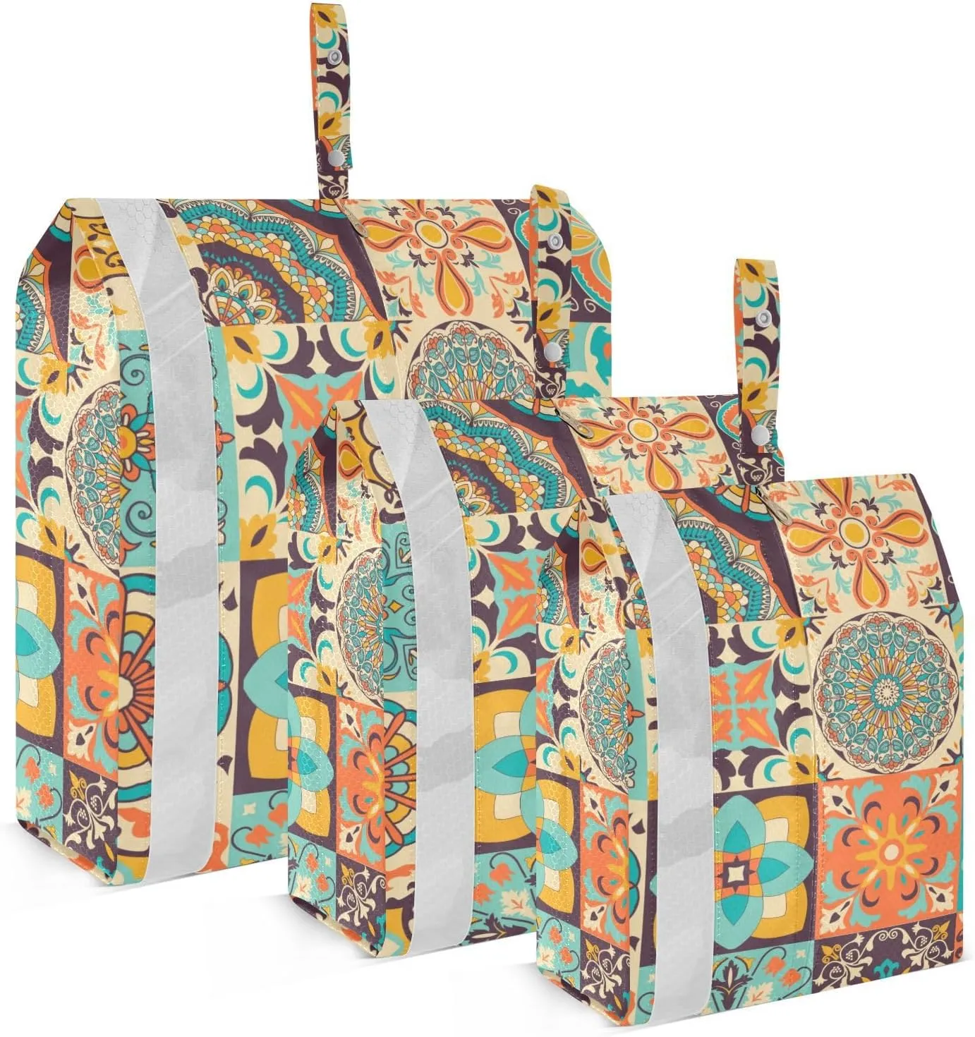 Traditional Talavera Ceramic Packing Cubes Set of 3, Lightweight Travel Luggage Organizers Foldable Bags for Easy Packing and Organization