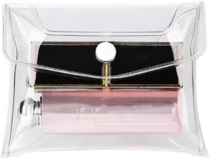Transparent Mini PVC Makeup Bag Small Clear Plastic Cosmetic Organizer Bag Pouch with Snap Closure Cosmetic Bags for Vacation Travel, Bathroom Organizing Cosmetic Bags