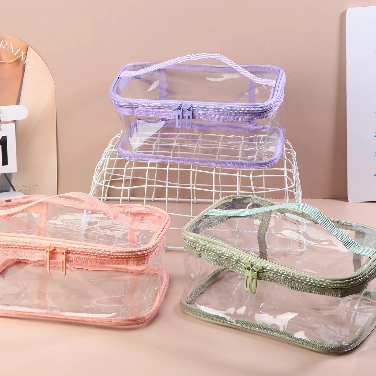 Transparent PVC Makeup Bag Portable Cosmetic Bag Travel Toiletry Pouch Waterproof Storage Home Wash Kit Case