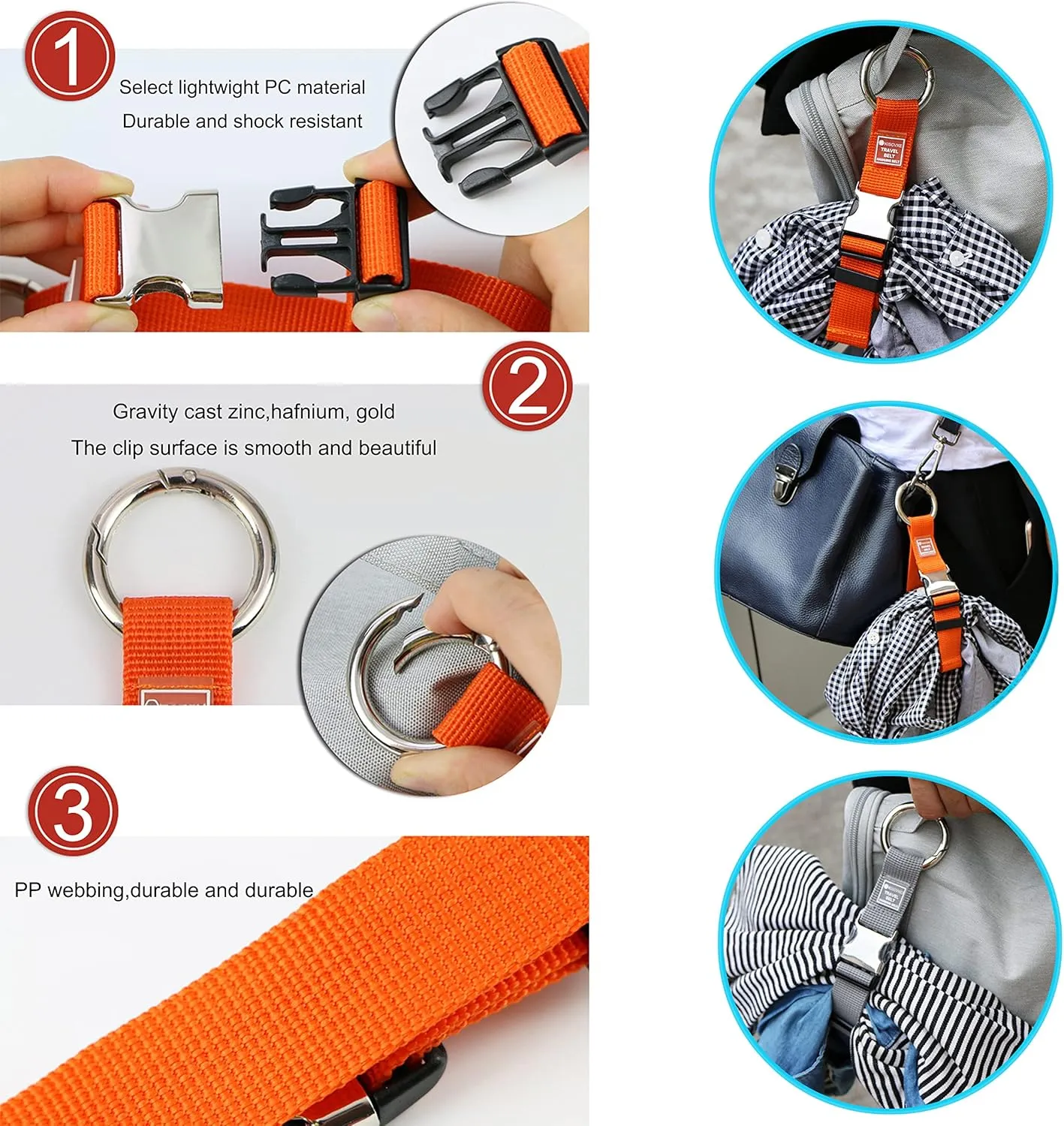 Travel Belt for Luggage, 3PCS Luggage Strap,Luggage Straps Over Handle for Carry On Bag -Adjustable Add a Bag Luggage Belt,Airport Travel Accessories for Women & Men