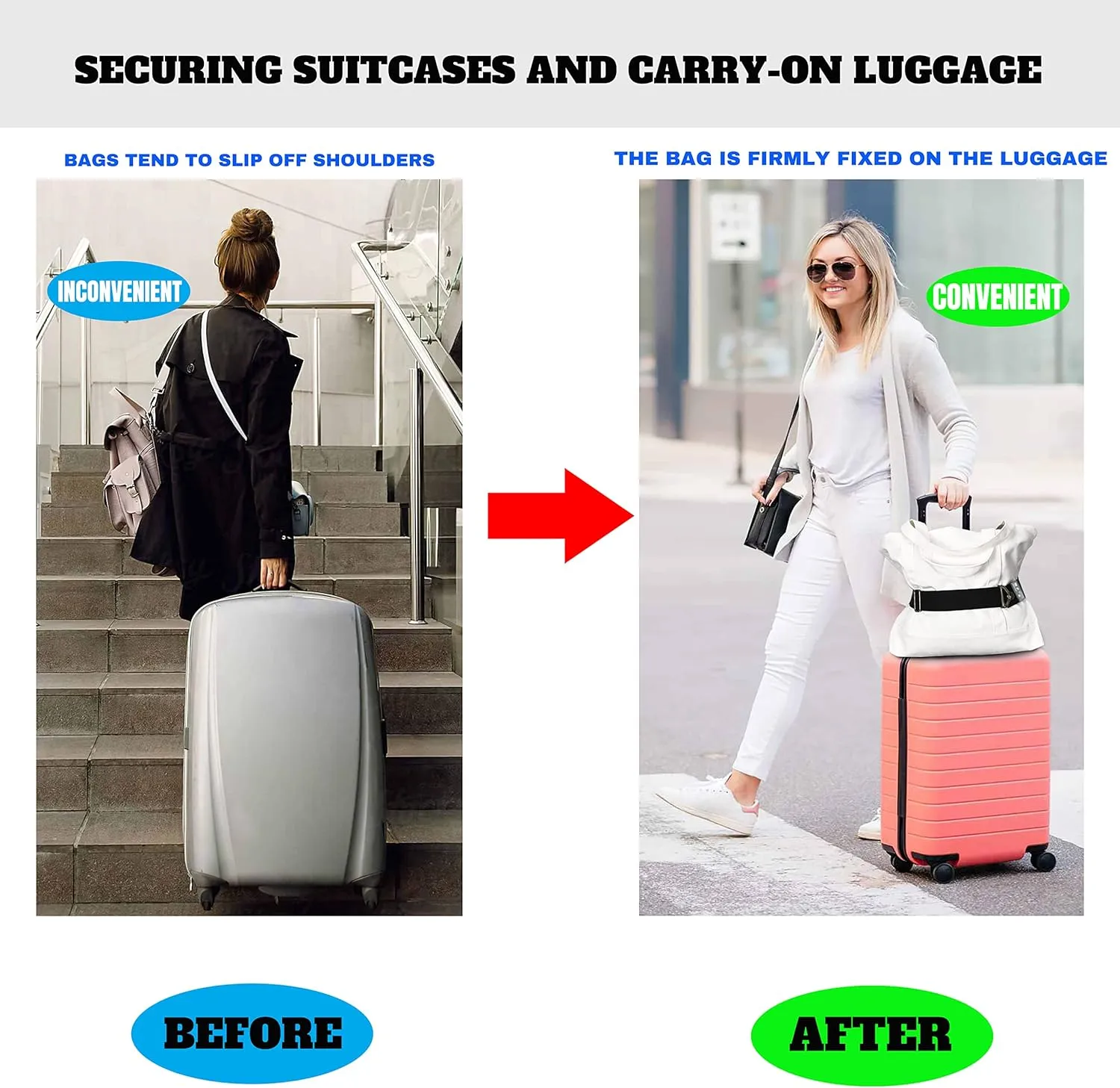 Travel Belt for Luggage, 3PCS Luggage Strap,Luggage Straps Over Handle for Carry On Bag -Adjustable Add a Bag Luggage Belt,Airport Travel Accessories for Women & Men