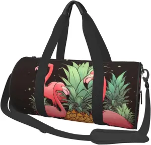 Travel Duffel Bag Foldable Weekender Overnight Bag Pineapple Flamingos Sports Tote Gym Bag Large Capacity Lightweight Carry On Luggage Bag for Men Women