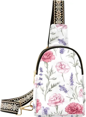 trendy FLOWER and whites Blooms Red Purple fanny pack diaper waterproof shoulder bags for women for day pack