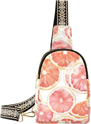 trendy Peach Grapefruit Slices bags fanny pack leather over shoulder bag for hiking
