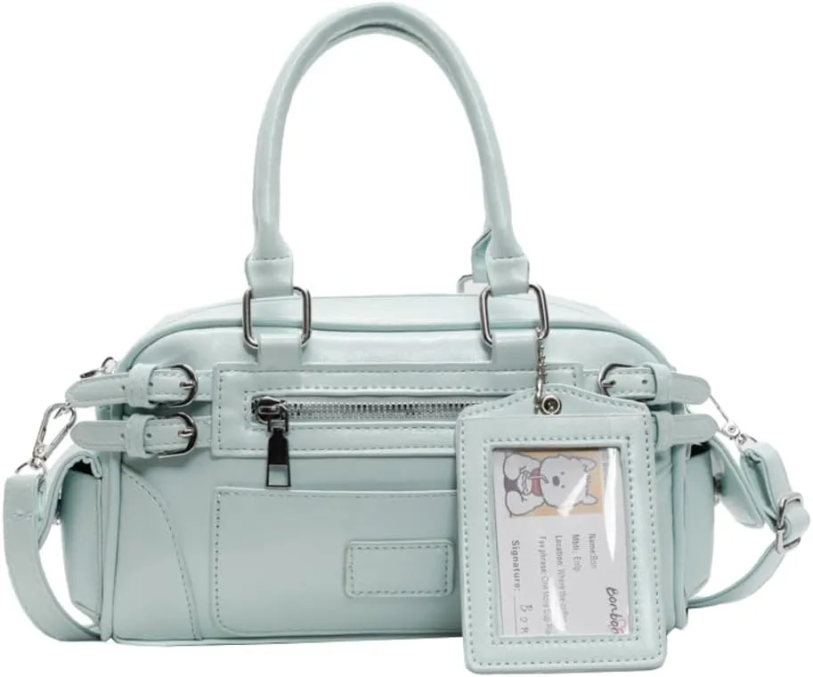 Trendy PU Leather Boston Barrel Bag Lightweight Satchel Tote Handbag Y2K Top Handle Shoulder Purse Crossbody Bags 2025