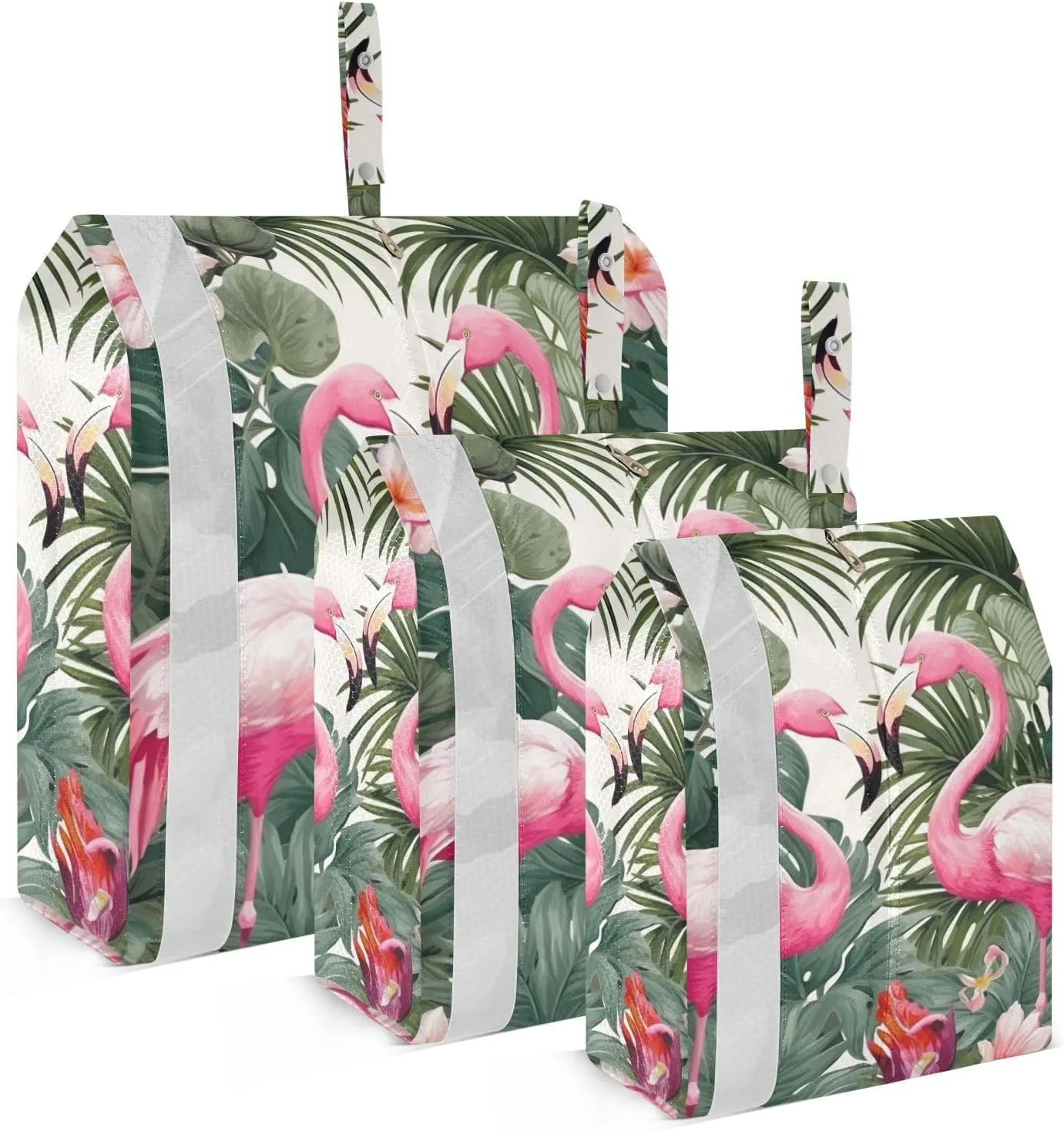 Tropical Flamingo Packing Cubes Set of 3, Lightweight Travel Luggage Organizers Foldable Bags for Easy Packing and Organization