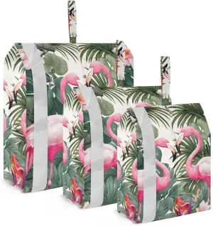 Tropical Flamingo Packing Cubes Set of 3, Lightweight Travel Luggage Organizers Foldable Bags for Easy Packing and Organization
