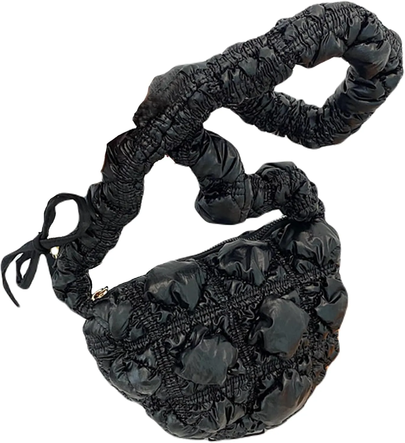TWO KAT Metallic Quilted Shoulder Tote Purse Adjustable Strap Women, Puffer Hobo Crossbody Handbag, Lightweight Sling Bags