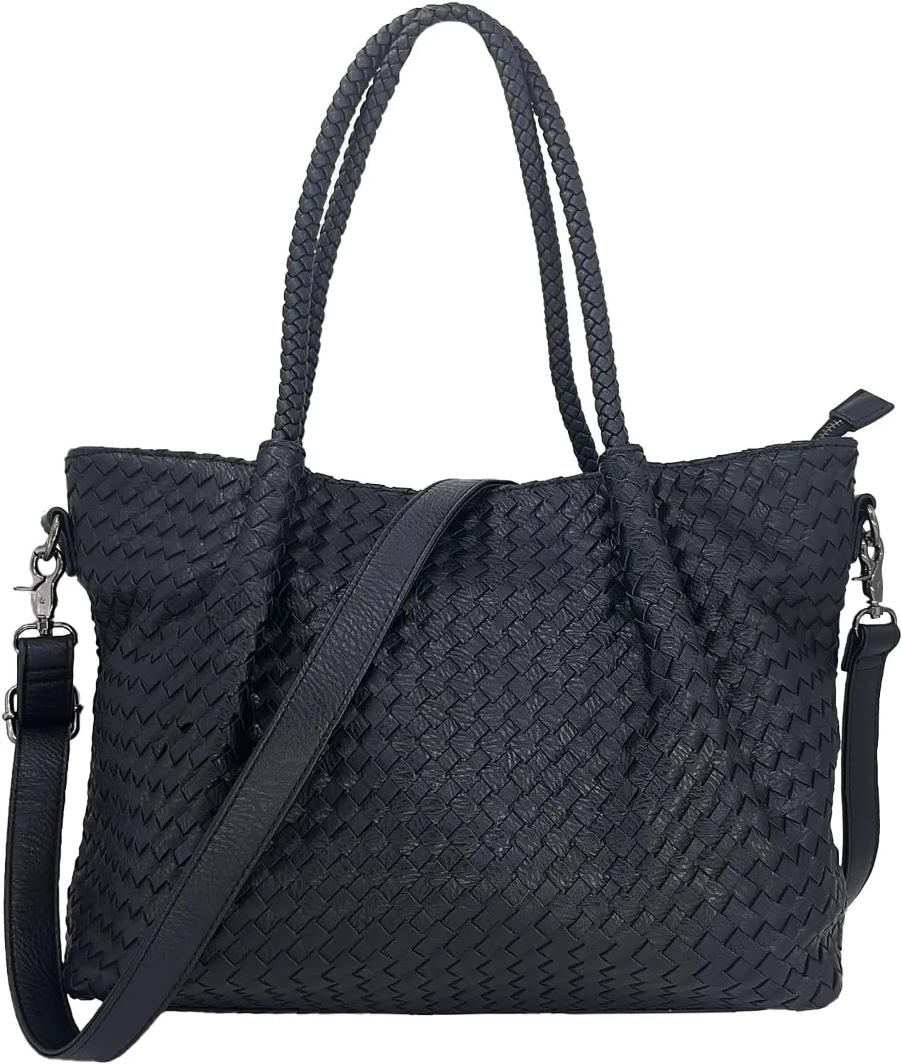 Vegan Leather Tote Bucket Bags Small Hobo Shoulder Bags Leather Tote BagCrossbody Purse Zipper Handbags for Women Trendy Brown