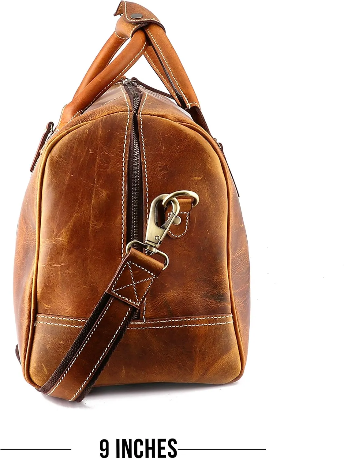 Vintage Leather Duffel Bag for Men Leather Travel Bag, Spacious Weekender Overnight Bag, Durable Carry-On with Adjustable Strap, Stylish Duffle for Business & Adventure - 20 Inches (Cinnamon Brown)