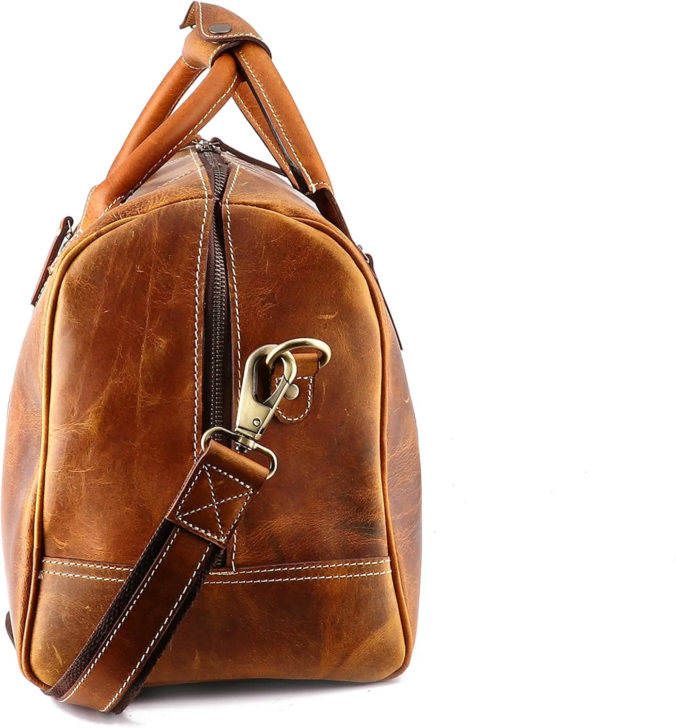 Vintage Leather Duffel Bag for Men Leather Travel Bag, Spacious Weekender Overnight Bag, Durable Carry-On with Adjustable Strap, Stylish Duffle for Business & Adventure - 20 Inches (Cinnamon Brown)