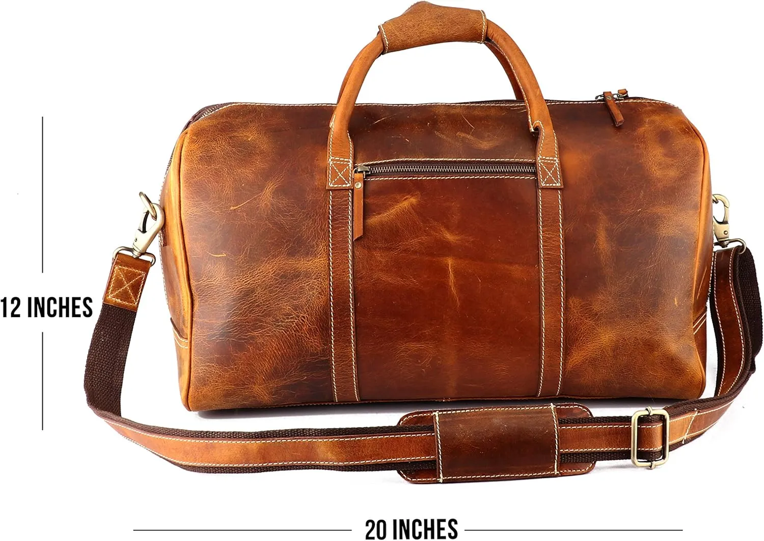 Vintage Leather Duffel Bag for Men Leather Travel Bag, Spacious Weekender Overnight Bag, Durable Carry-On with Adjustable Strap, Stylish Duffle for Business & Adventure - 20 Inches (Cinnamon Brown)