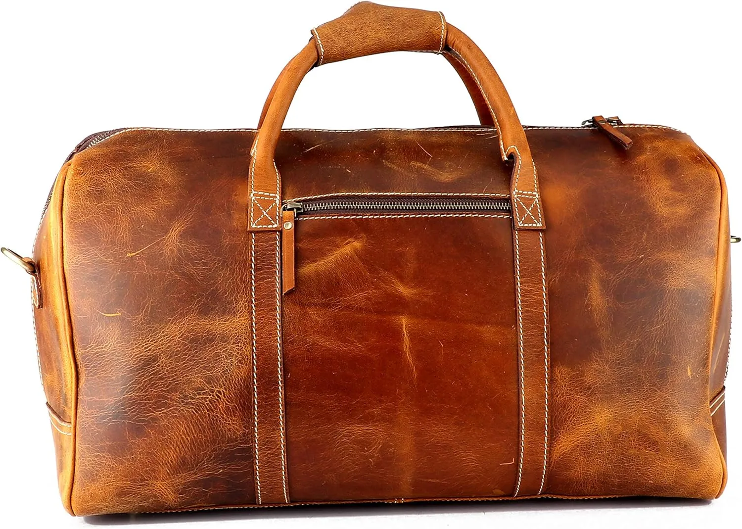 Vintage Leather Duffel Bag for Men Leather Travel Bag, Spacious Weekender Overnight Bag, Durable Carry-On with Adjustable Strap, Stylish Duffle for Business & Adventure - 20 Inches (Cinnamon Brown)