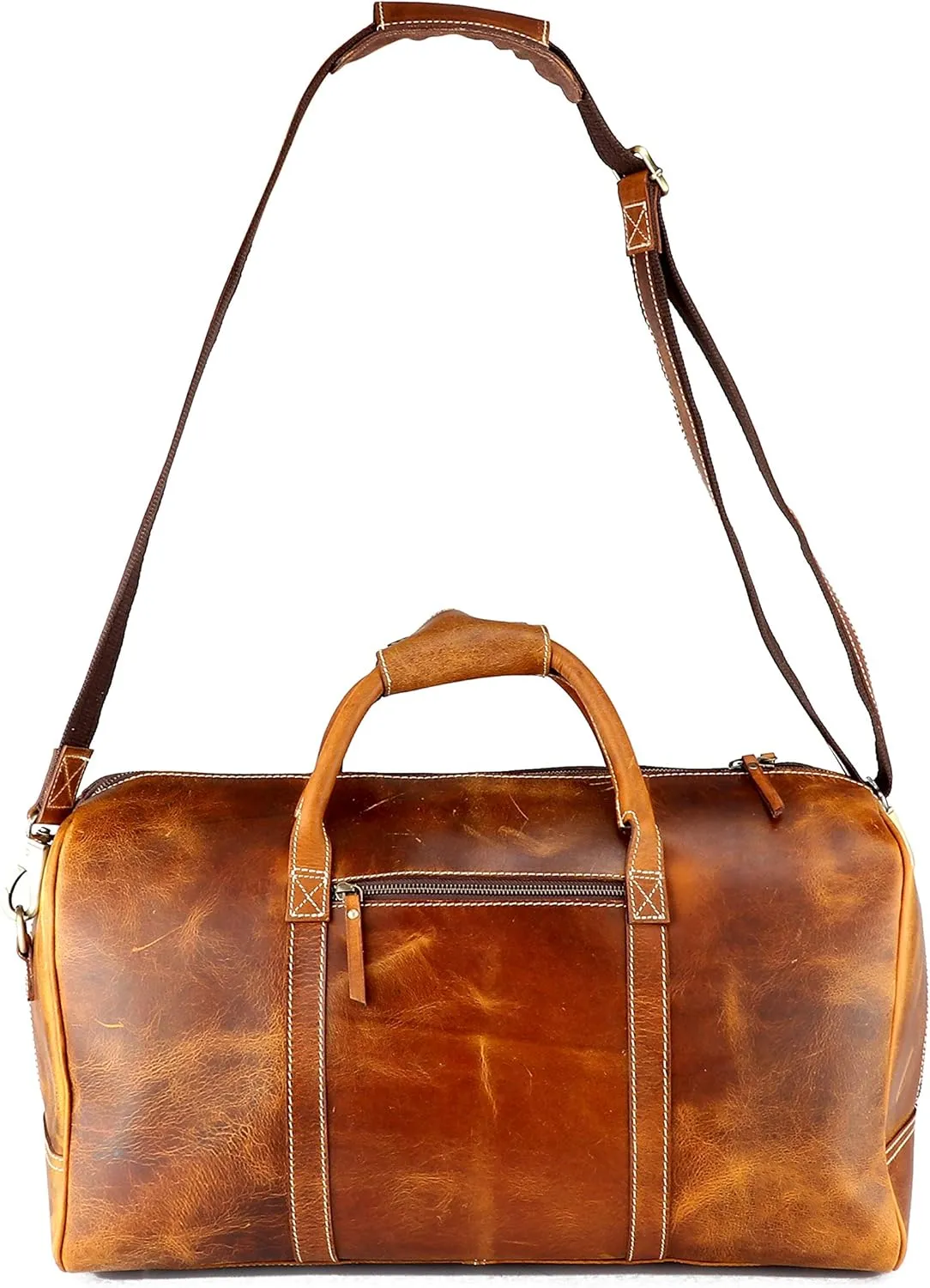 Vintage Leather Duffel Bag for Men Leather Travel Bag, Spacious Weekender Overnight Bag, Durable Carry-On with Adjustable Strap, Stylish Duffle for Business & Adventure - 20 Inches (Cinnamon Brown)