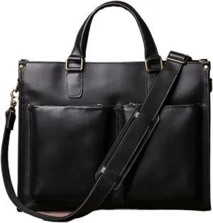 Vintage Man Handbag Briefcase Men Shoulder Bags Brown Business Fashion 16 Inch Laptop Bag for Work College Travel