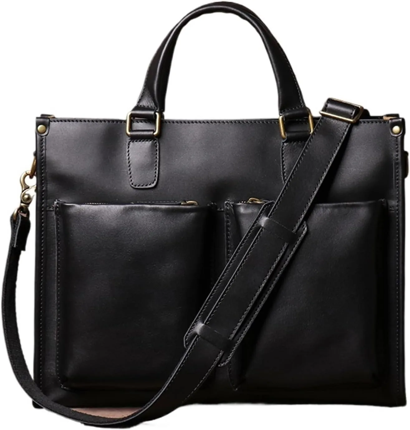 Vintage Man Handbag Briefcase Men Shoulder Bags Brown Business Fashion 16 Inch Laptop Bag for Work College Travel
