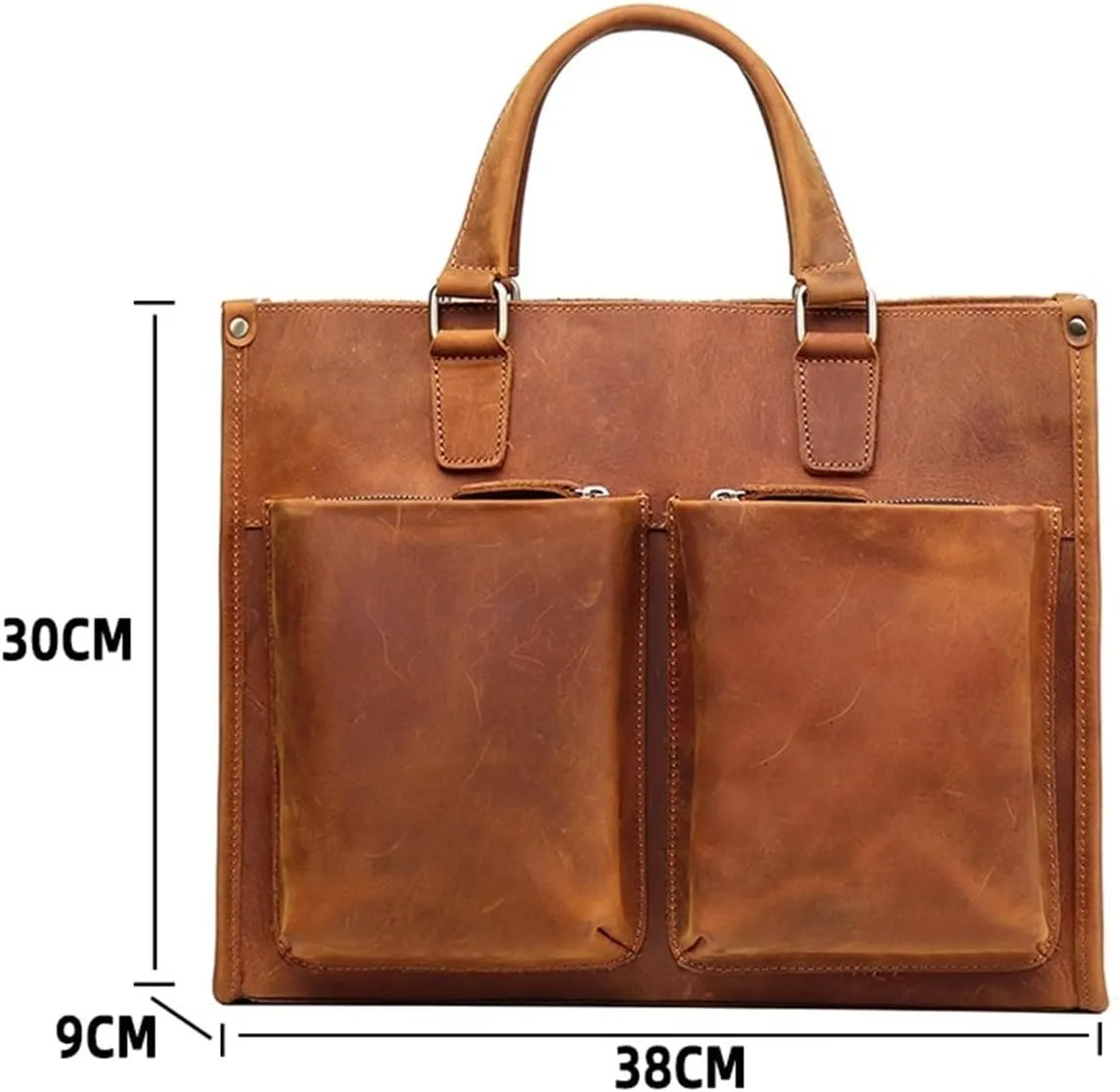 Vintage Man Handbag Briefcase Men Shoulder Bags Brown Business Fashion 16 Inch Laptop Bag for Work College Travel