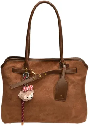 Vintage Suede Shoulder Bag Stylish Large Capacity Tote Bag Commuter Hobo Bag Underarm Bag Satchel Purse for Women Girls