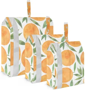 Watercolor Orange Packing Cubes Set of 3, Lightweight Travel Luggage Organizers Foldable Bags for Easy Packing and Organization