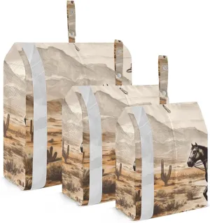Western Desert Cowboys Packing Cubes Set of 3, Lightweight Travel Luggage Organizers Foldable Bags for Easy Packing and Organization
