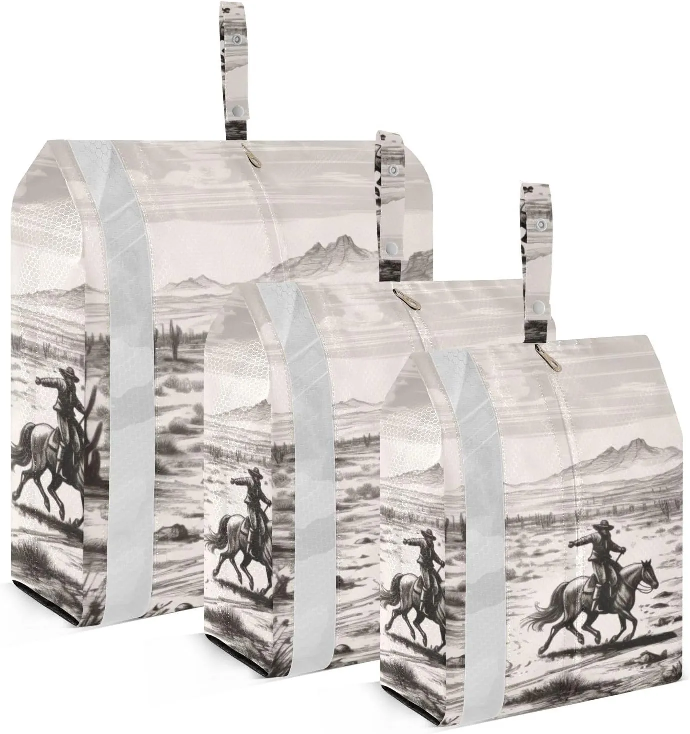 Western Desert Cowboys Packing Cubes Set of 3, Lightweight Travel Luggage Organizers Foldable Bags for Easy Packing and Organization