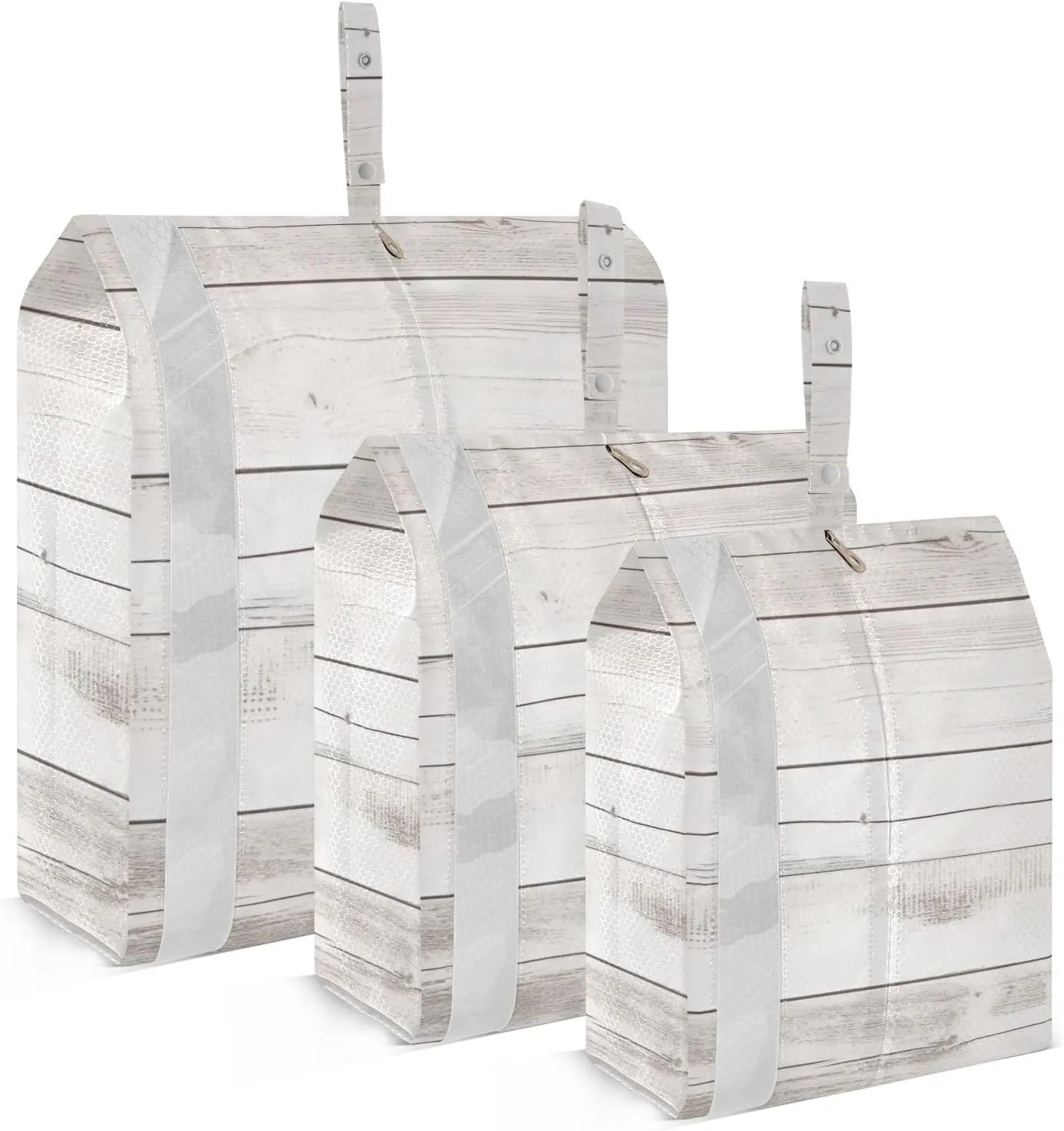 White Wooden Packing Cubes Set of 3, Lightweight Travel Luggage Organizers Foldable Bags for Easy Packing and Organization