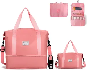 Women-Birthday Gifts Duffle Bag with.Expandable Compartment, Gifts for Personalized Girls Weekender Bag, Overnight for Women, Travel Bag with Makeup, Friend Bride Gifts (pink)
