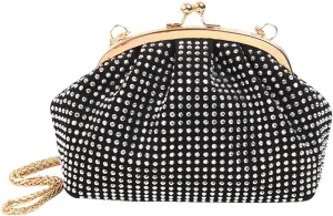Women Evening Clutch Bag Fashion Rhinestones Evening Bags Chain Strap Stylish Crossbody Bag Large Capacity Elegant H