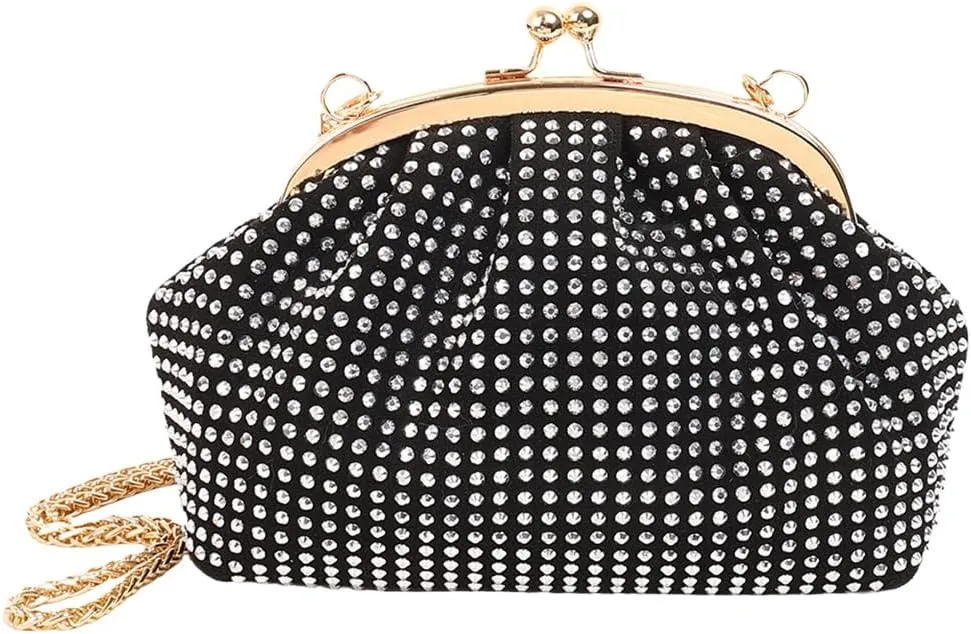 Women Evening Clutch Bag Fashion Rhinestones Evening Bags Chain Strap Stylish Crossbody Bag Large Capacity Elegant H