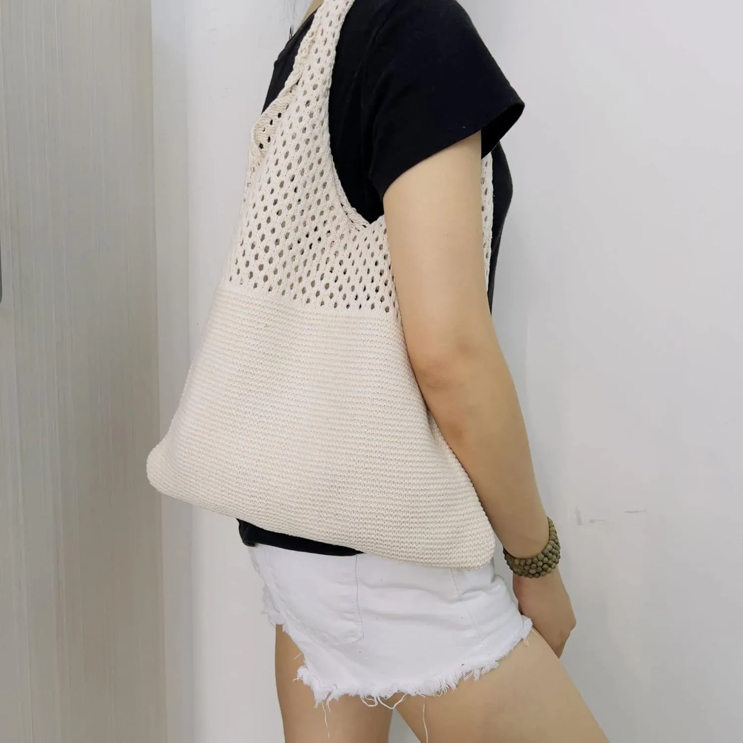 Women Fairycore Hobo Bag Trendy Jelly Knitted Shoulder Bags Mesh Hollow Tote Bag Aesthetic Fairy Grunge Purse