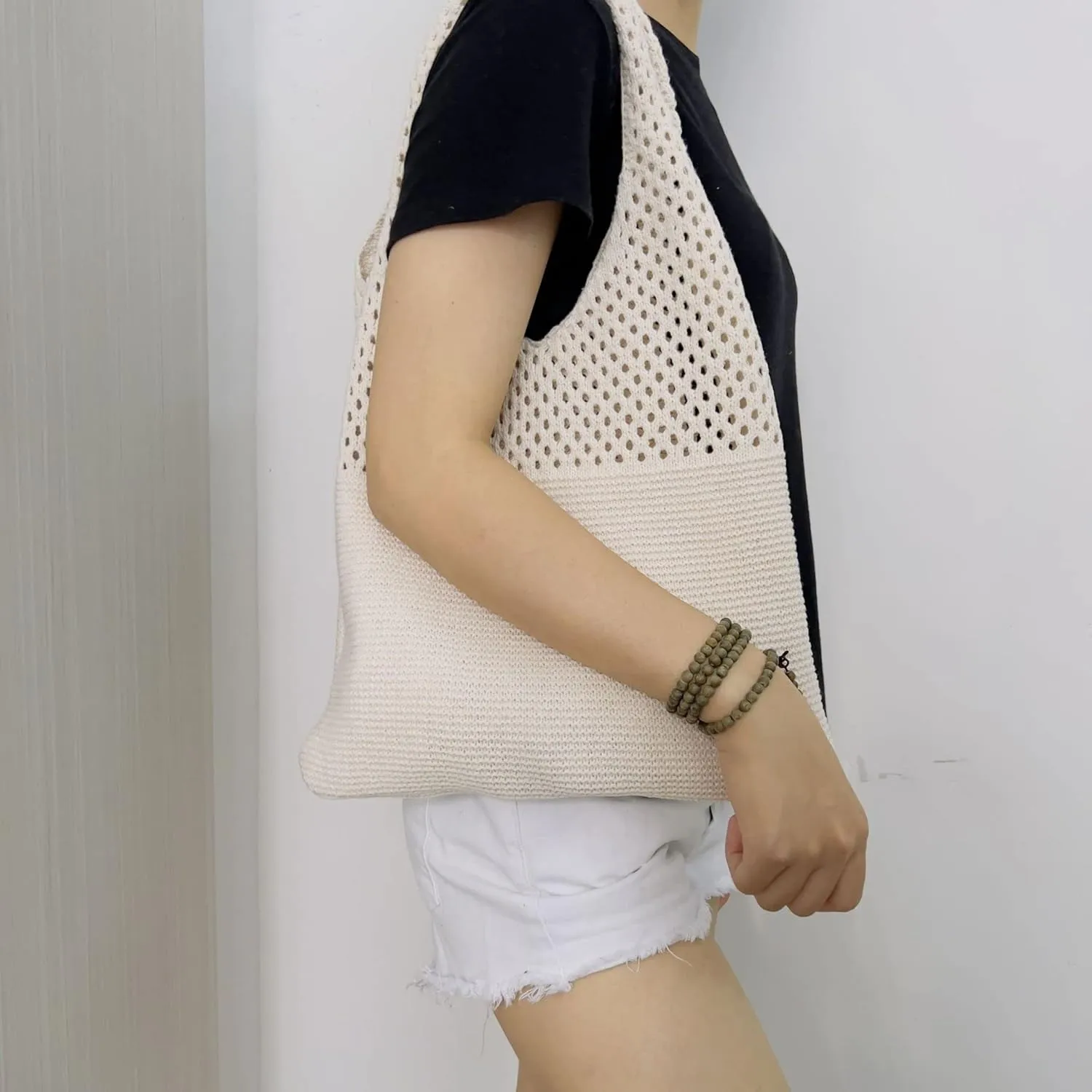 Women Fairycore Hobo Bag Trendy Jelly Knitted Shoulder Bags Mesh Hollow Tote Bag Aesthetic Fairy Grunge Purse