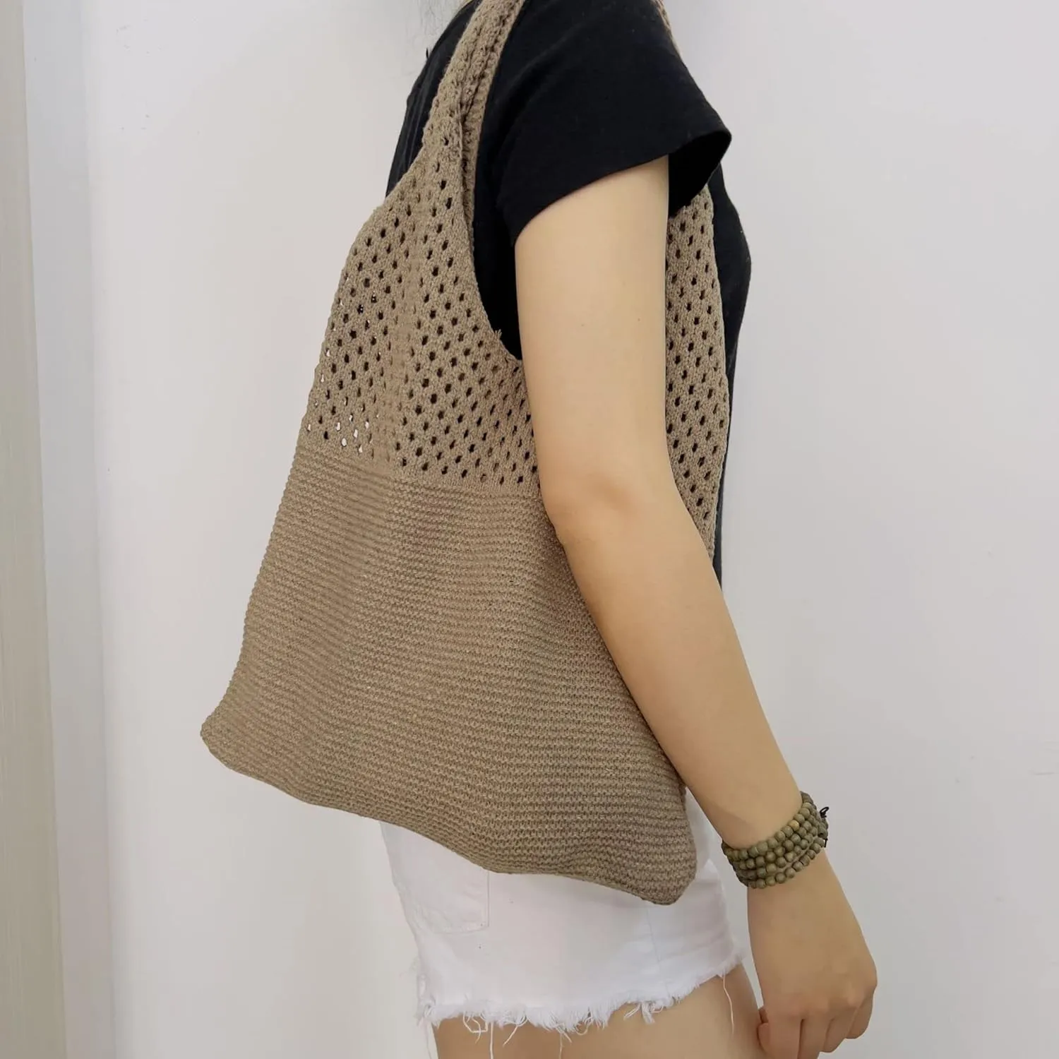 Women Fairycore Hobo Bag Trendy Jelly Knitted Shoulder Bags Mesh Hollow Tote Bag Aesthetic Fairy Grunge Purse