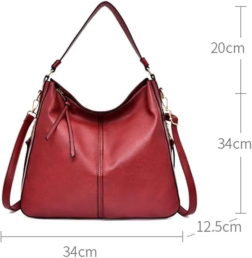 Women Handbag PU Leather Crossbody Bags Messenger Wallet Shoulder Hobo Bags with Detachable Shoulder Strap