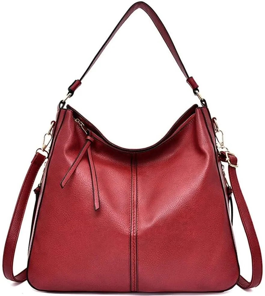 Women Handbag PU Leather Crossbody Bags Messenger Wallet Shoulder Hobo Bags with Detachable Shoulder Strap