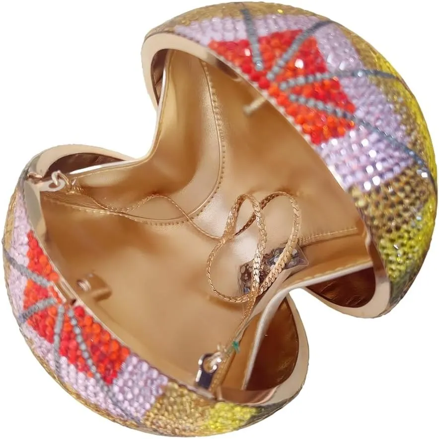 Women Luxury Rhinestone Evening Bag Balloon Crystal Clutch Purse Stylish Handbag for Concert Festival Celebration
