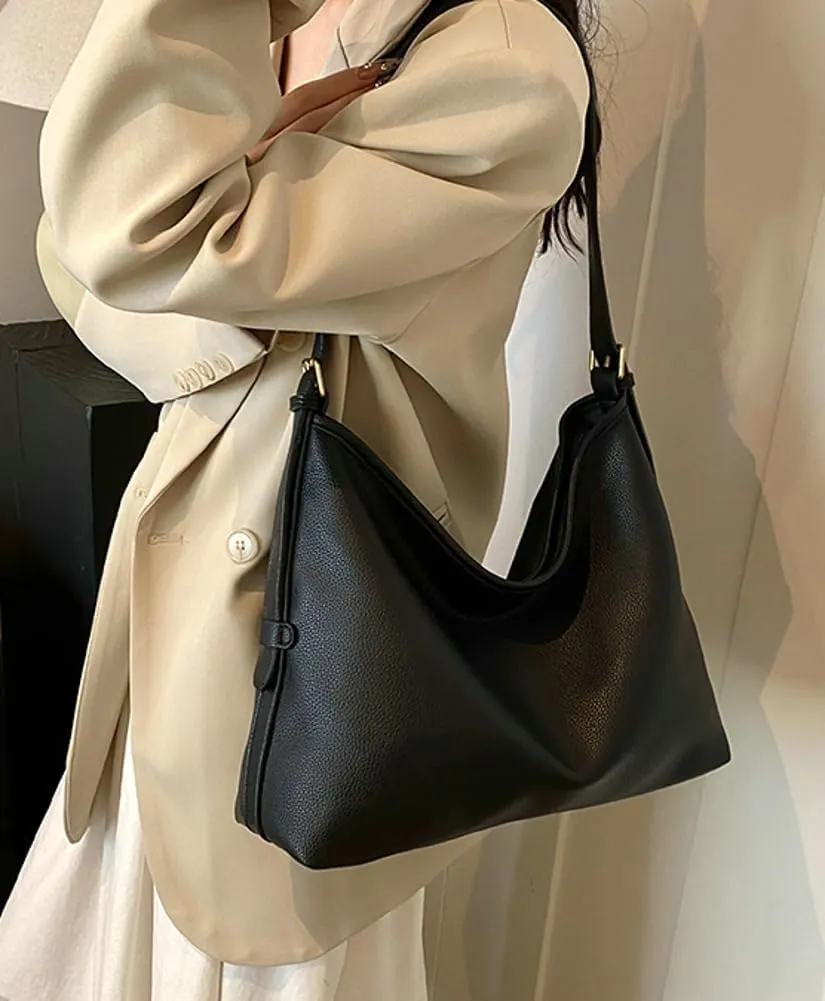 Women Slouchy Hobo Bags Vegan Leather Tote Bag Soft Causal Shoulder Purses 2 Pcs