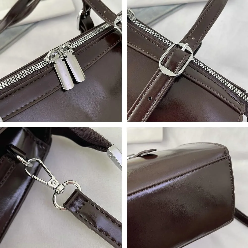 Women Vegan Leather Shoulder Bags Y2K Trendy Tote Purse Vintage Hobo Handbags Crossbody Bag
