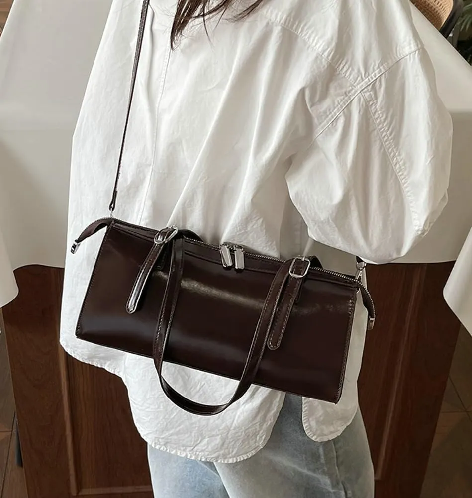 Women Vegan Leather Shoulder Bags Y2K Trendy Tote Purse Vintage Hobo Handbags Crossbody Bag