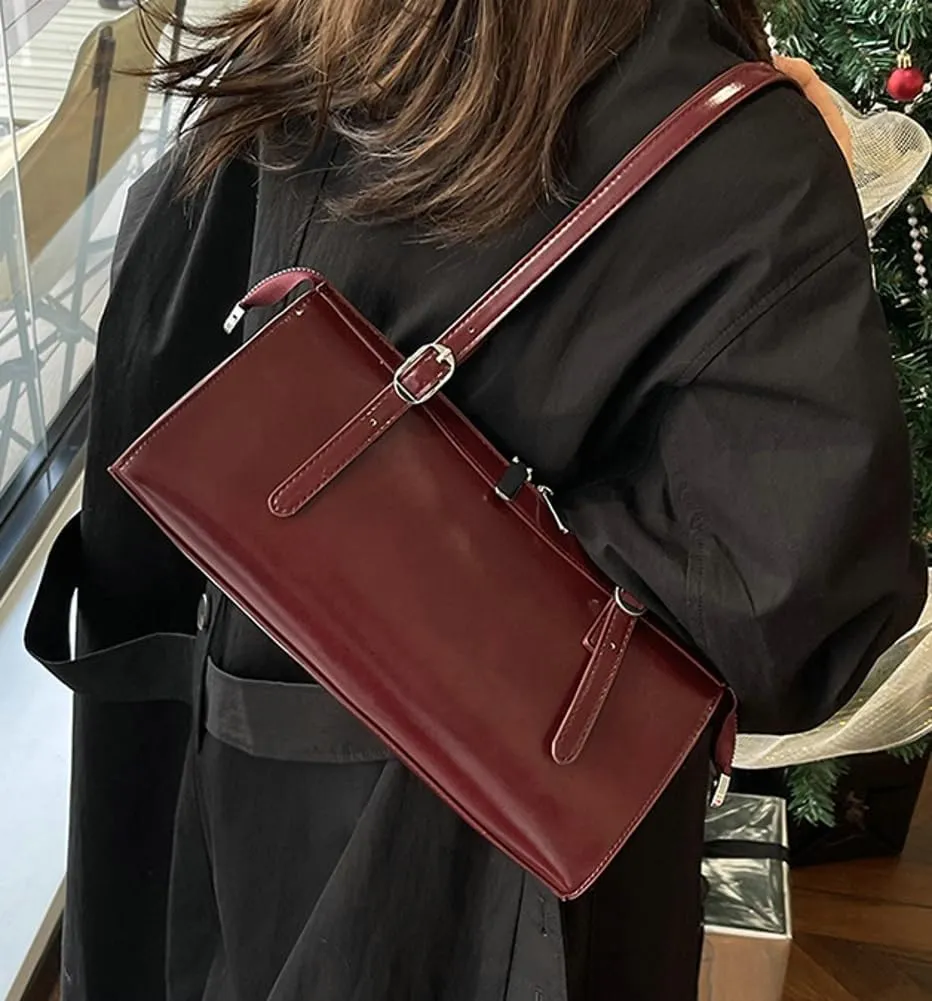 Women Vegan Leather Shoulder Bags Y2K Trendy Tote Purse Vintage Hobo Handbags Crossbody Bag