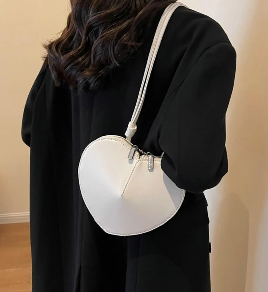 Women's Cute Heart-shaped Small Vegan Leather Shoulder & Crossbody Handbags Perfect for Evening Parties and Vocations